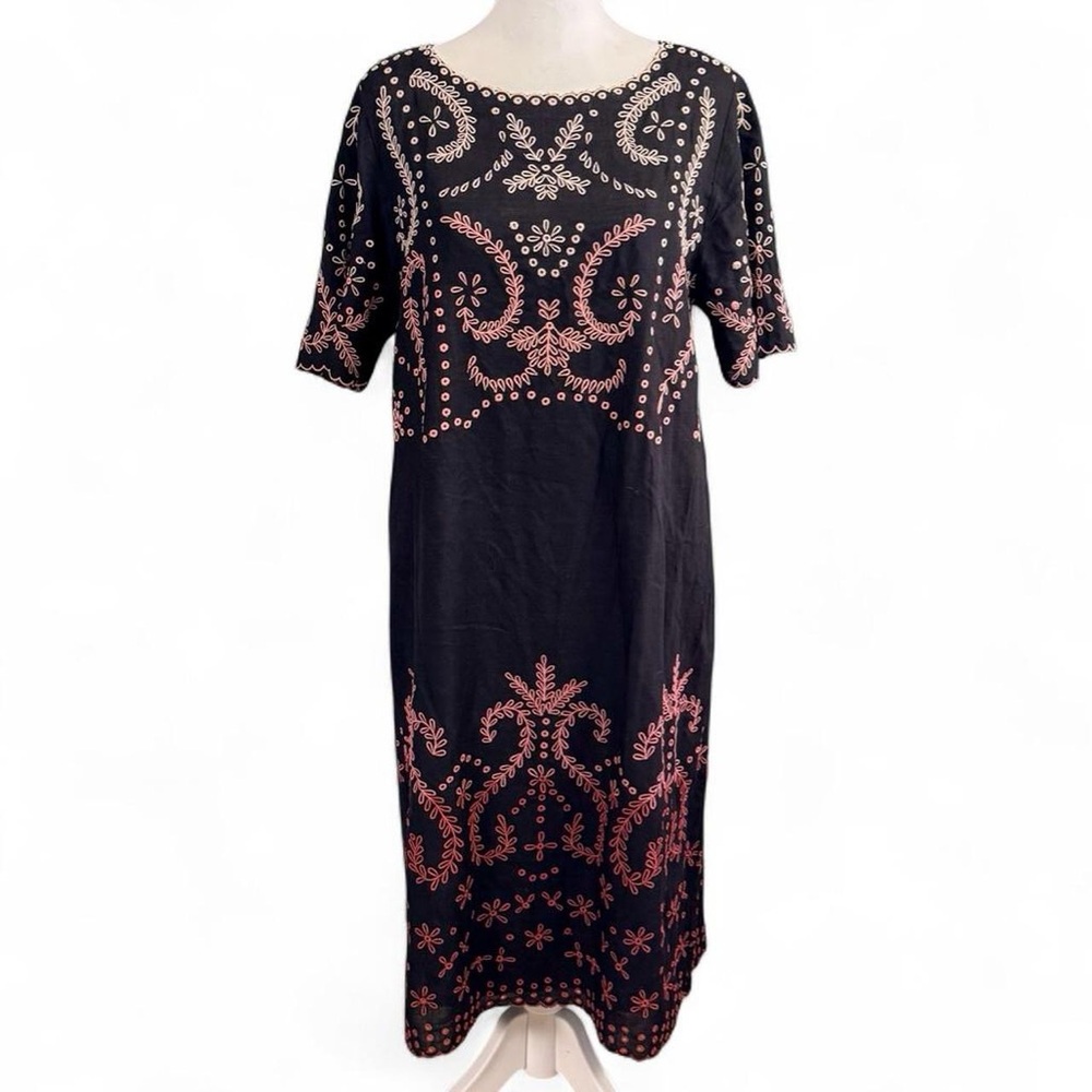 Sundance Vivienne Life Black Eyelet Embroidered Dress Size 8 Boho Cottagecore